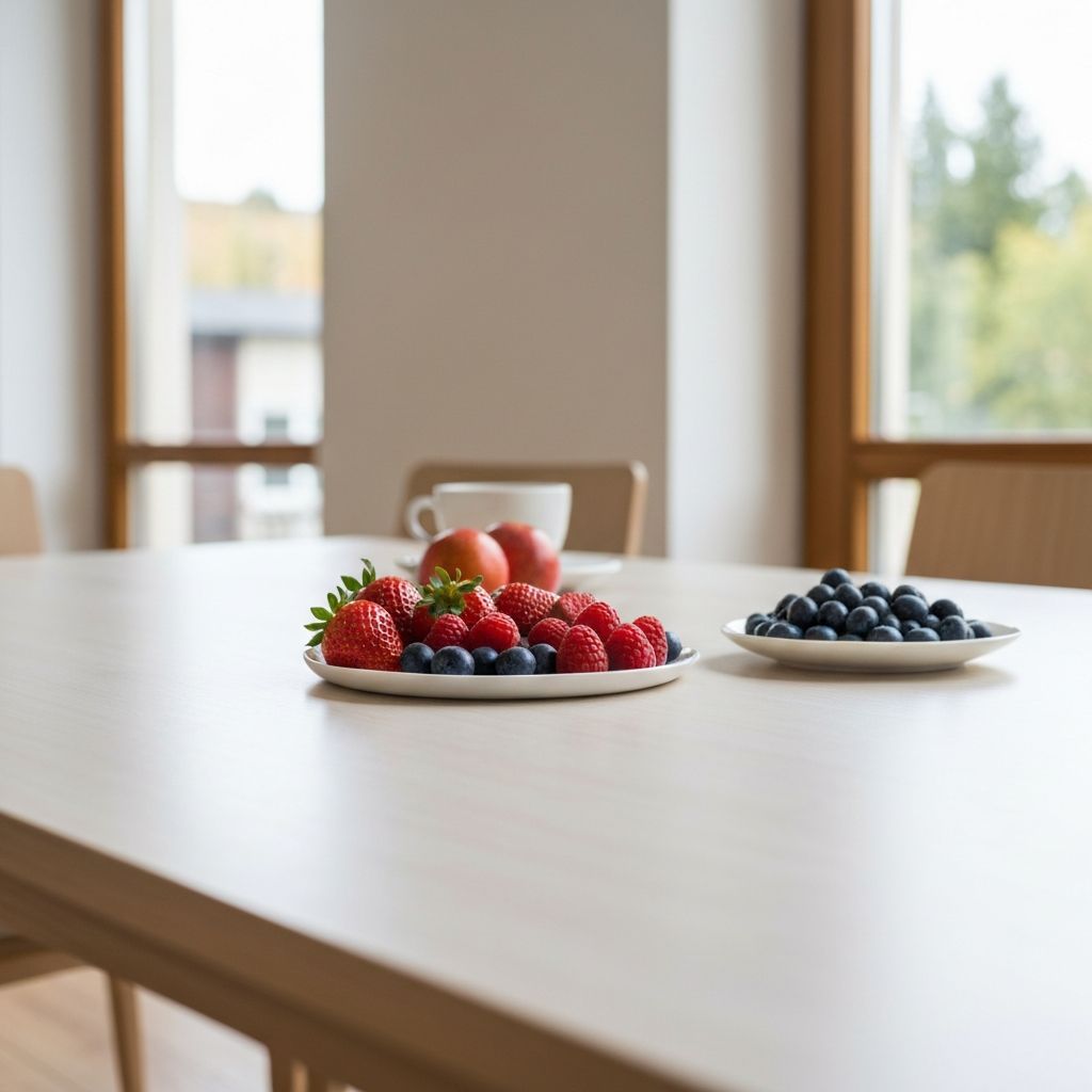 Frukost med färska frukter och grönsaker